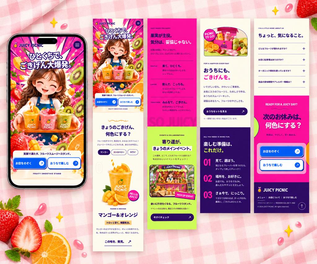 JUICY PICNICのLPモックアップ全体